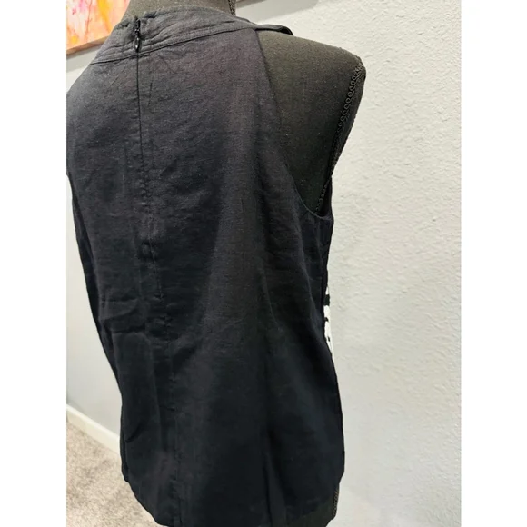 Ann Taylor Black Embroidered Sleeveless Top - Size XXS, NWT - Picture 6 of 12